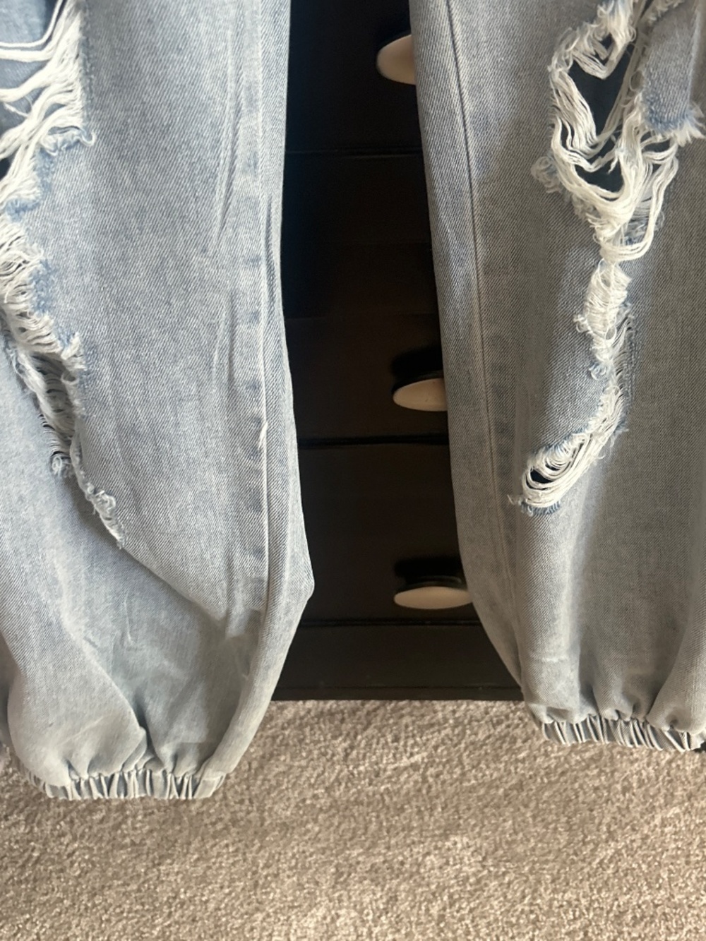 POL Light Blue Distressed Crochet Boyfriend  Jeans size L - Picture 3 of 4